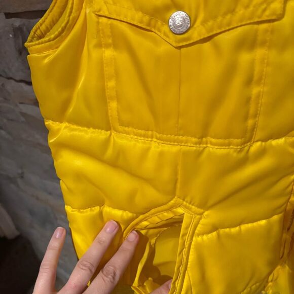 Vintage Tommy Jeans Yellow Puffer Vest Size LG Y2K Coat Jacket Medium - Picture 4 of 7